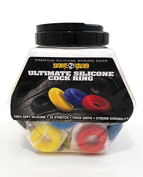 Boneyard Ultimate Silicone Cock Ring Fishbowl - Asst. Colors Bowl of 50