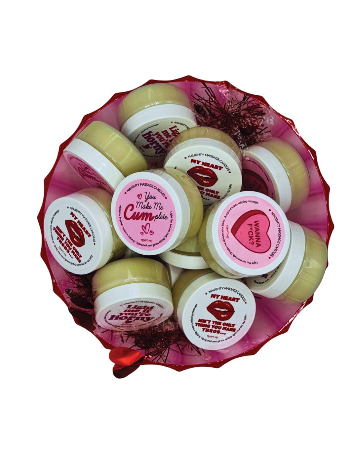 Valentines Massage candles Prepack Grab and Go Bowl of 16