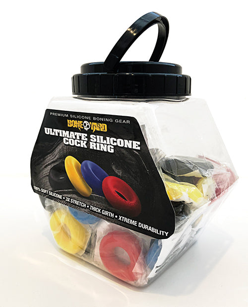 Boneyard Ultimate Silicone Cock Ring Fishbowl - Asst. Colors Bowl of 50